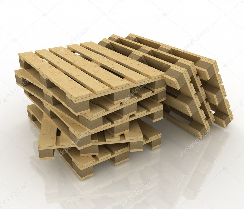 wooden pallets on the white background