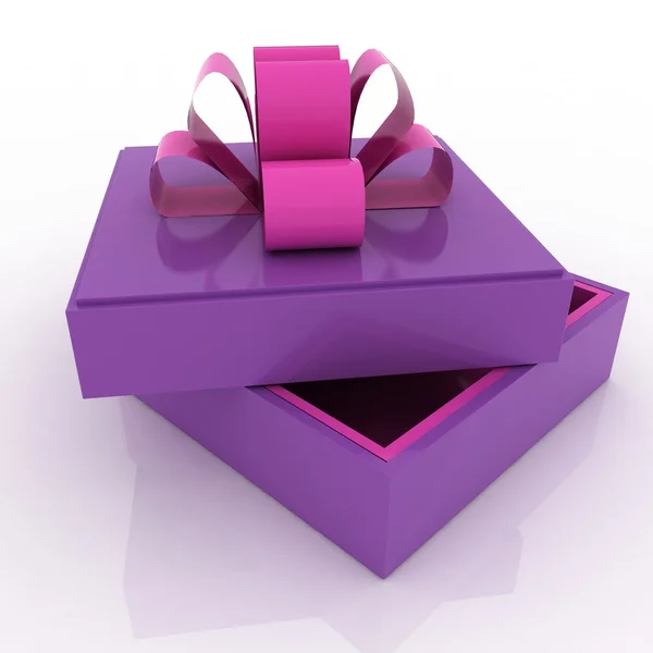 3d empty box with cover for gifts — Stock Photo, Image