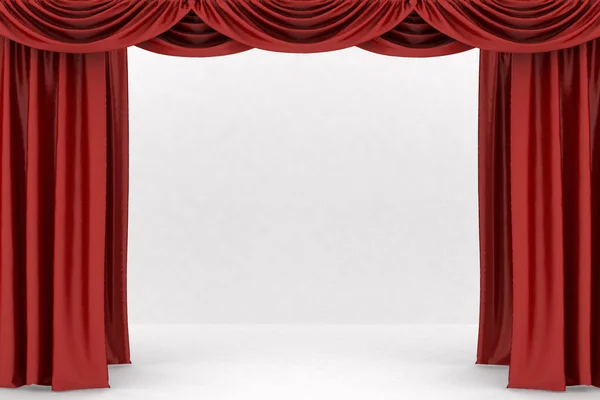 Open red theater curtain — Stock Photo, Image