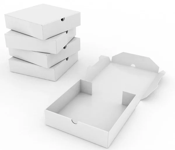 Box för pizza isolerad på vit — Stockfoto