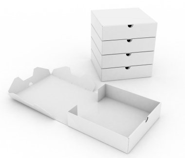 beyaz izole pizza kutuları