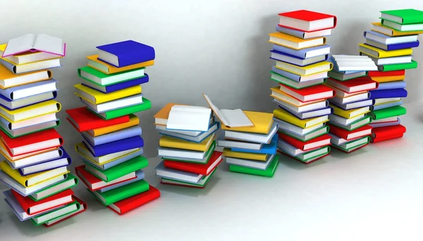 Böcker högar och vägg — Stockfoto