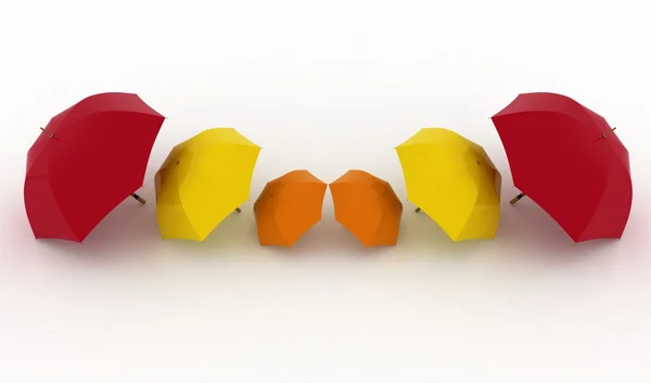 3d illustrazione ombrelli multicolore — Foto Stock