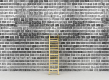 ladder against near old wall clipart