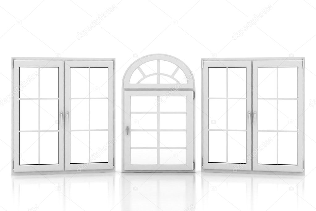 closed plastic windows on white