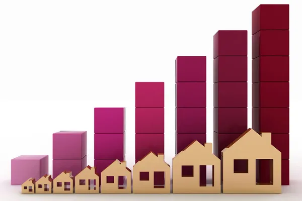 Diagram of growth in real estate prices — Stock Photo, Image