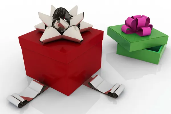 Holiday box with cover and a bow for gifts — Stock Photo, Image