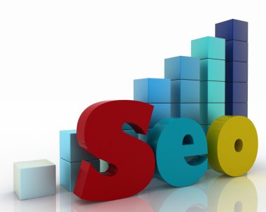 SEO kavramı mavi renkli grafik