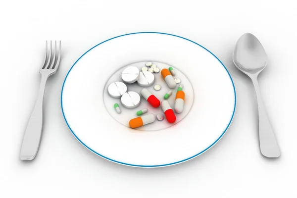 Pills on the plate — Stock Photo, Image