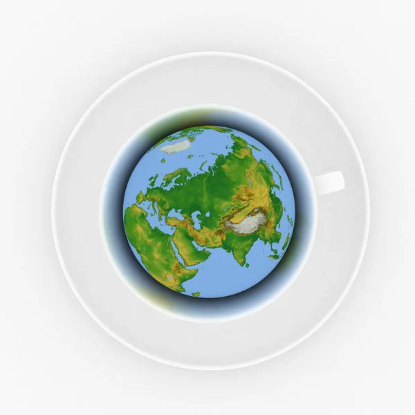 Coffee cup with a globe — Stock Photo, Image