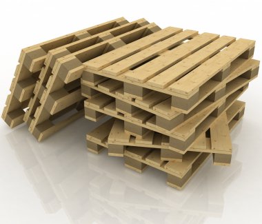 Wooden pallets on the white background clipart
