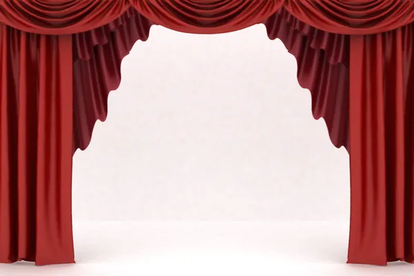 Abrir cortina de teatro vermelho — Fotografia de Stock