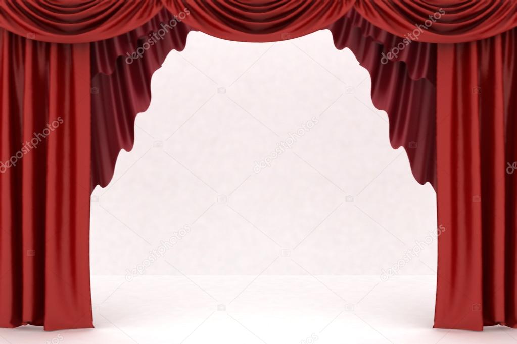 Open red theater curtain
