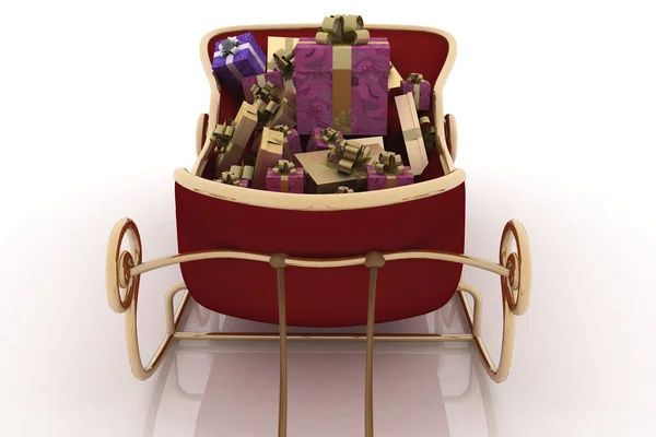 Weihnachtsmann-Schlitten mit Geschenken — Stockfoto