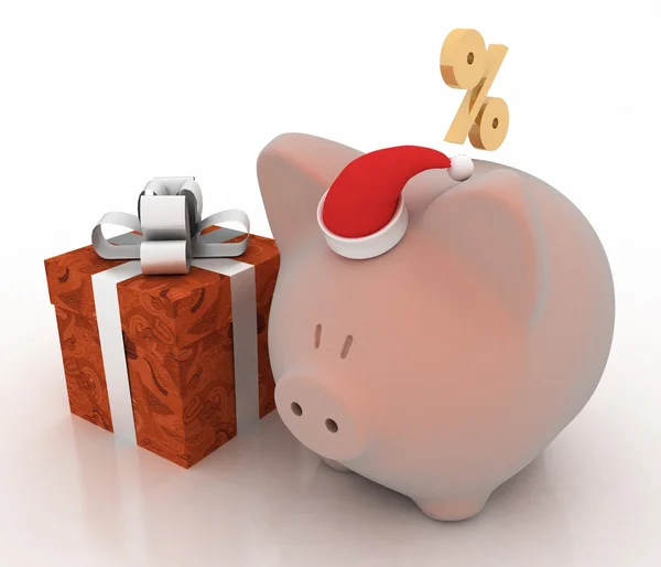 Piggy bank with Santa Claus hat — Stock Photo, Image