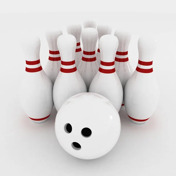 Skittle ve bowling topu 3D render — Stok fotoğraf