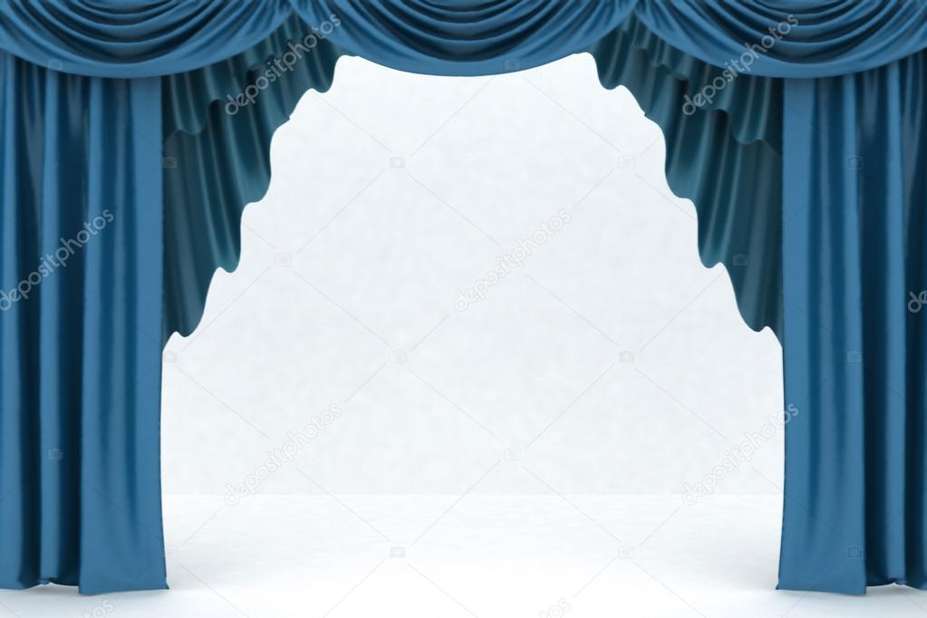 Open blue theater curtain