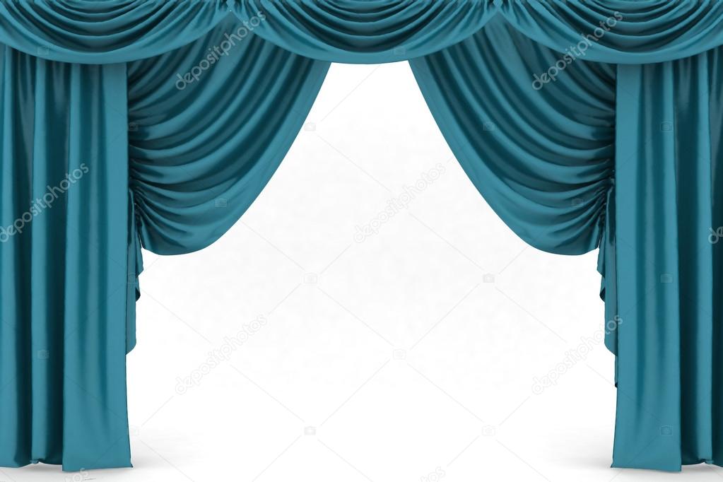 Open blue theater curtain