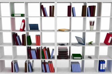 office nesneleri raflar ile basit dolap
