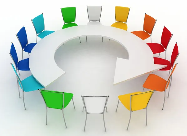 Grupo de cadeiras fica em uma mesa como uma seta — Fotografia de Stock