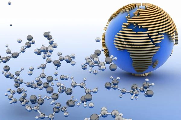 Globe avec des molécules. 3d fond abstrait — Photo