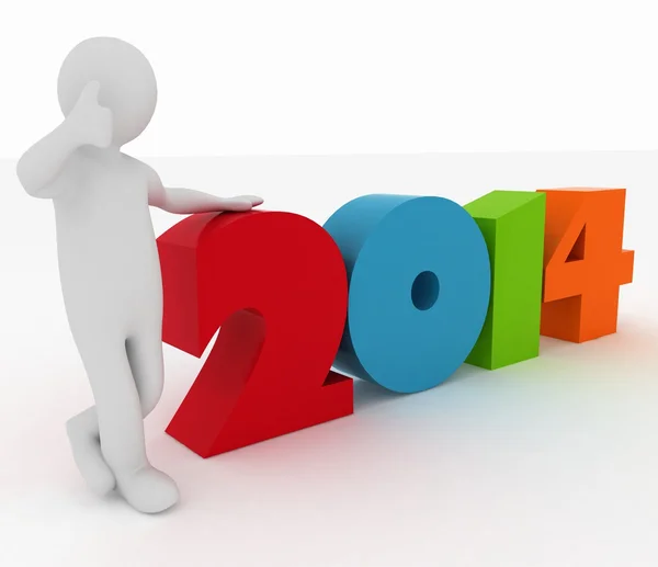 Homem apresentando ano novo 2014 — Fotografia de Stock