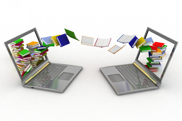 Books fly into your laptop. Conception of exchange by information