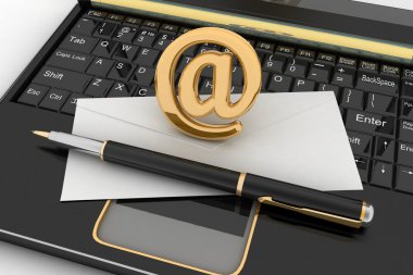e-posta yoluyla gelen mektup ile dizüstü bilgisayar