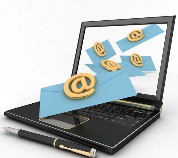 Laptop with incoming letter via e-mail — Stock Photo, Image