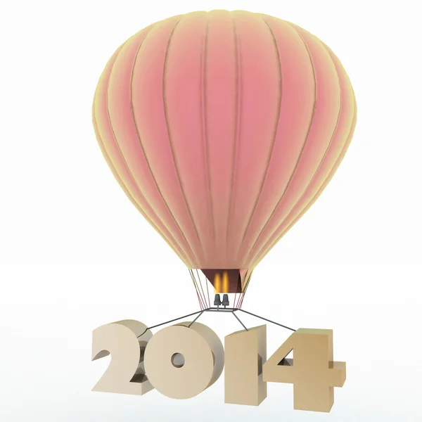 2014 a year flies on a balloon — Stock Photo, Image