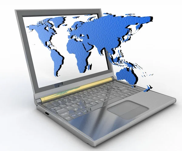 Internet concept global verbinding laptop — Stockfoto