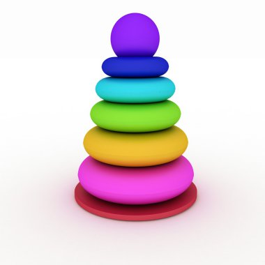 Çocuklar çok renkli pyramidion.