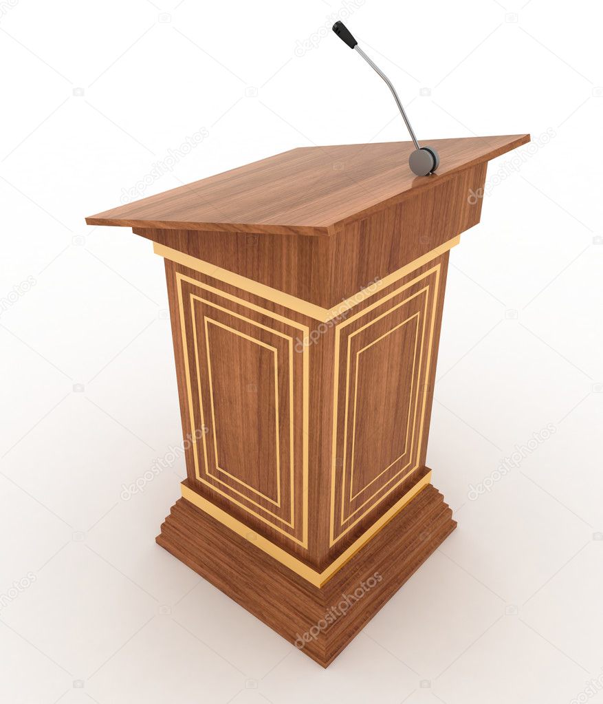 Podium and microphone. 3d illustration isolated on white background