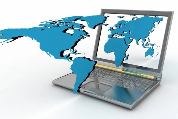 Internet concept global verbinding laptop — Stockfoto