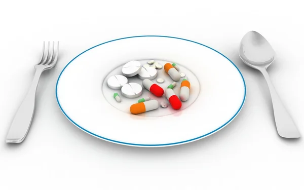 Pills on the plate — Stock Photo, Image