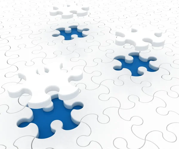 White puzzle on blue background — Stock Photo, Image