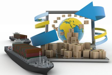 Dünya çapında çevrimiçi mal siparişleri kavramı