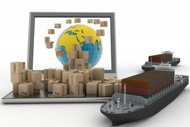 Dünya çapında çevrimiçi mal siparişleri kavramı