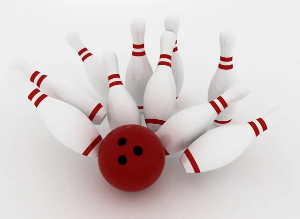3D-Darstellung von Bowling auf weißem Hintergrund — Stockfoto
