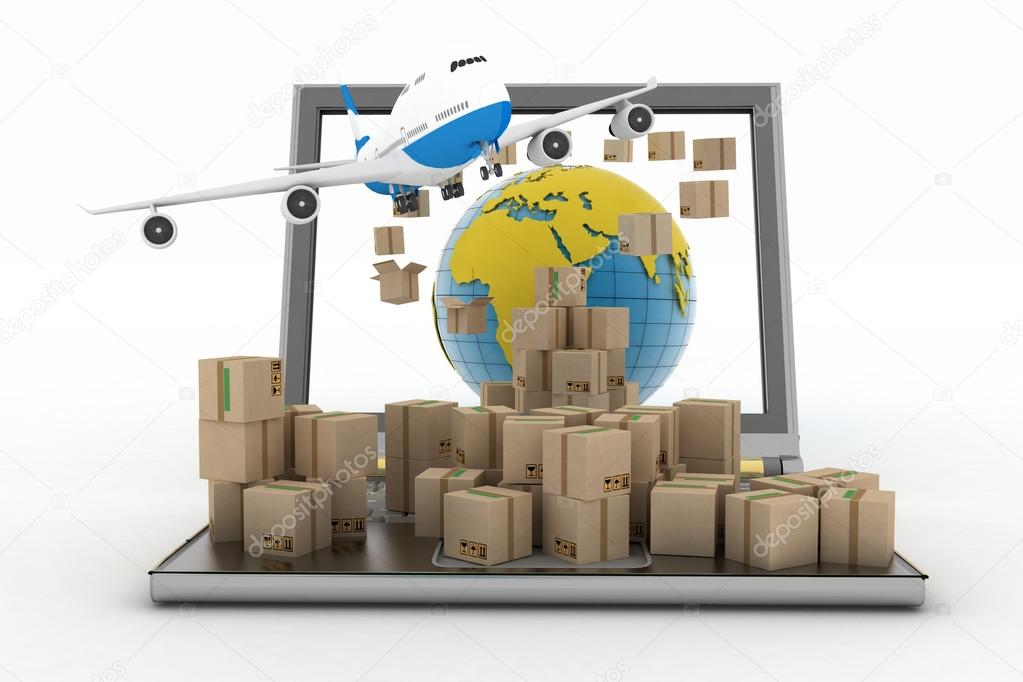 Concept of online goods orders worldwide