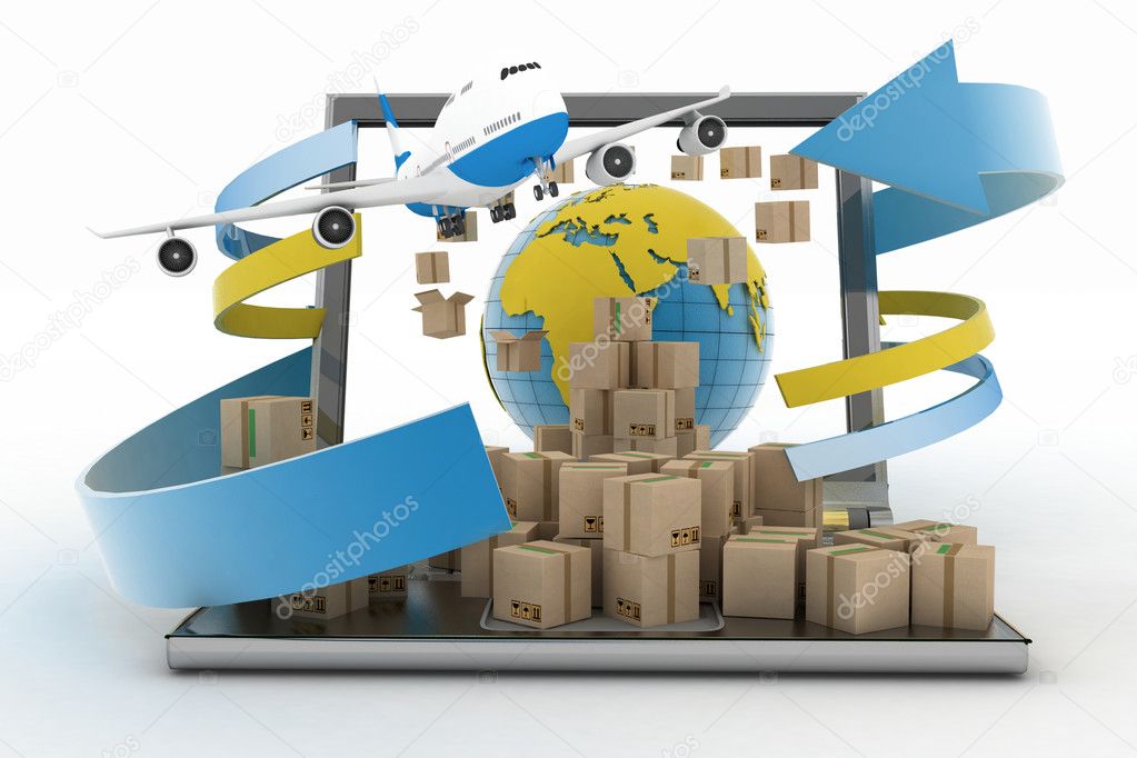 Concept of online goods orders worldwide