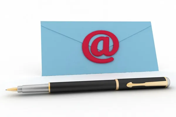 Envelop, pen en weergegeven: mail of mededeling concept. — Stockfoto