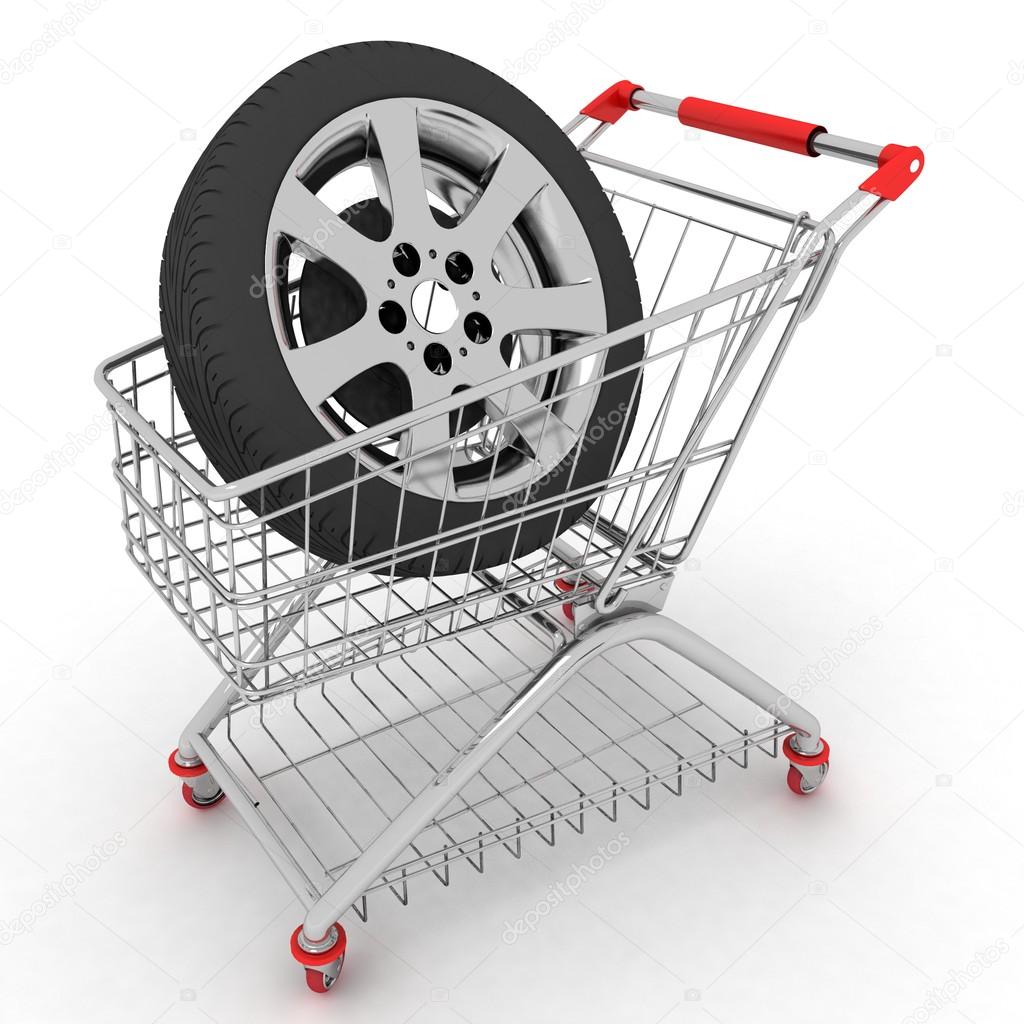 3D Shopping cart with wheels