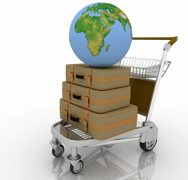 Transport av jord och resväskor på ett gods lätt vagn — Stockfoto