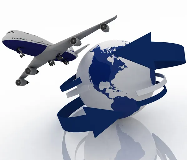Aereo jet passeggeri viaggia in tutto il mondo — Foto Stock