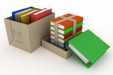 karton kutu kitap ve Office klasörler