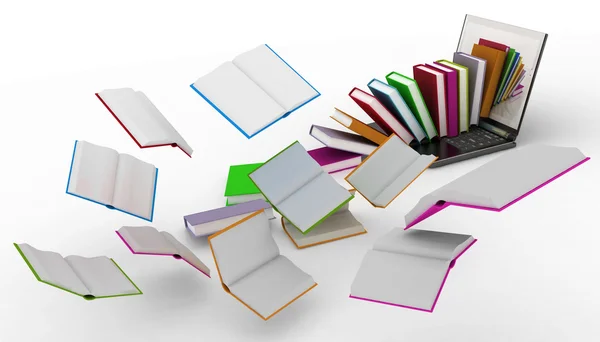 Könyvek a laptop — Stock Fotó