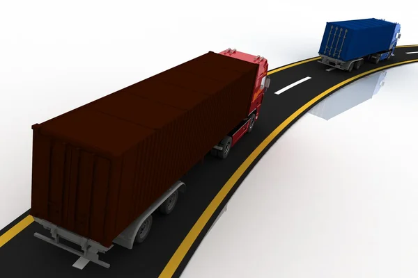 Lastbilar på motorvägen — Stockfoto