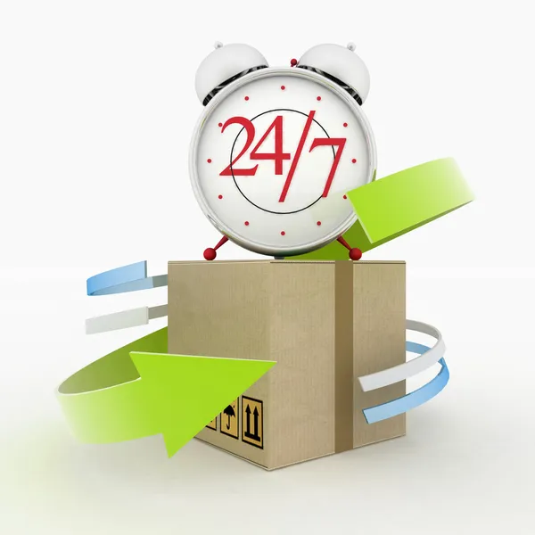 stock image Executing online delivery of goods in the stream 24 hours. Logistics concept