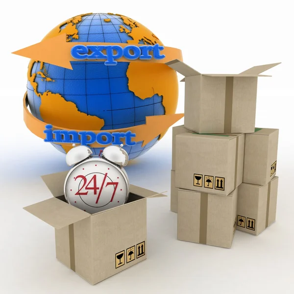 Execução de entrega on-line de mercadorias no fluxo 24 horas — Fotografia de Stock